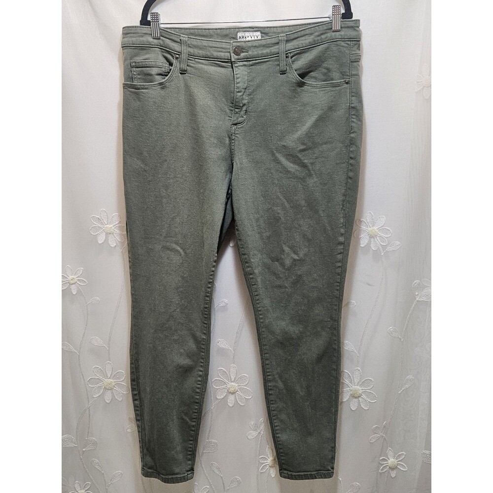 Ava & Viv Womens Size 16W Olive Green Pants Stretch Denim Safari Neutral Rugged